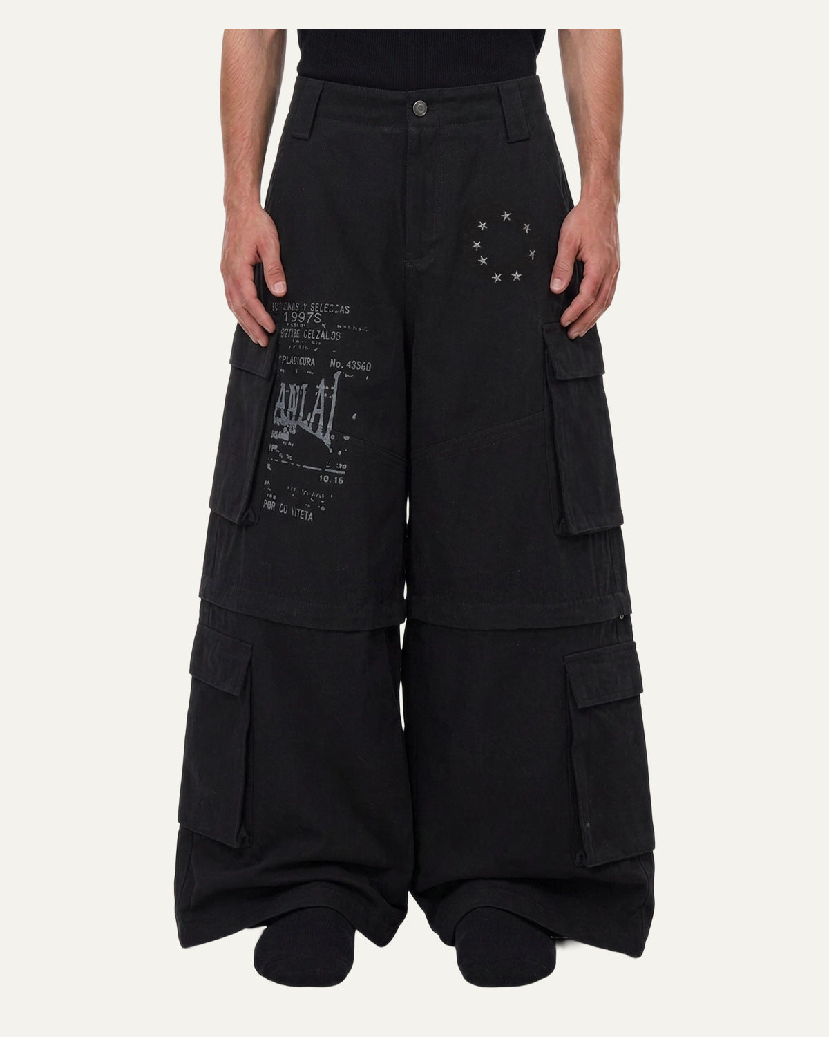 Convertible Cargo Pants — Black — 1 front